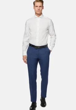 Pantalone Blu Grisaglia In Lana