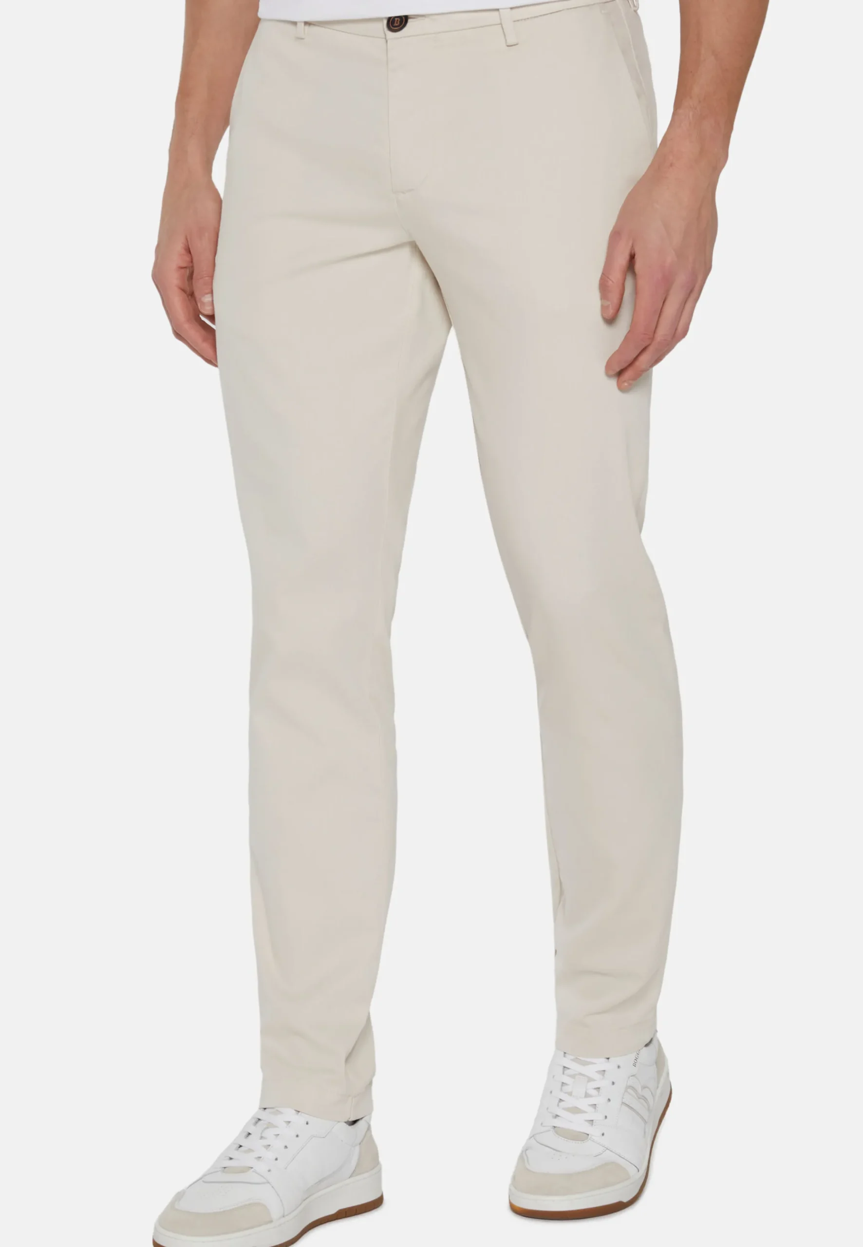 Pantaloni In Cotone Tencel Elasticizzato