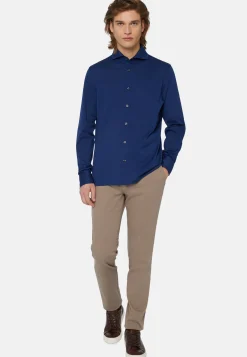 Pantaloni In Cotone Tencel Elasticizzato
