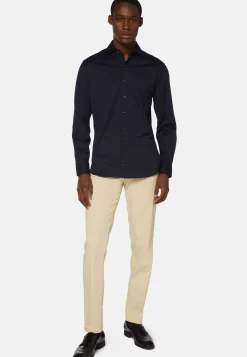 Pantaloni In Cotone Tencel Elasticizzato