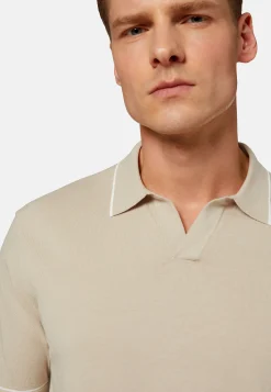 Polo Di Maglia Marrone In Cotone Crêpe