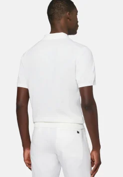 Polo Di Maglia Nero In Cotone Crêpe