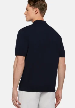 Polo Di Maglia Nero In Cotone Crêpe