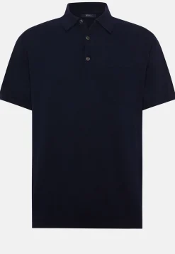 Polo Di Maglia Nero In Cotone Crêpe