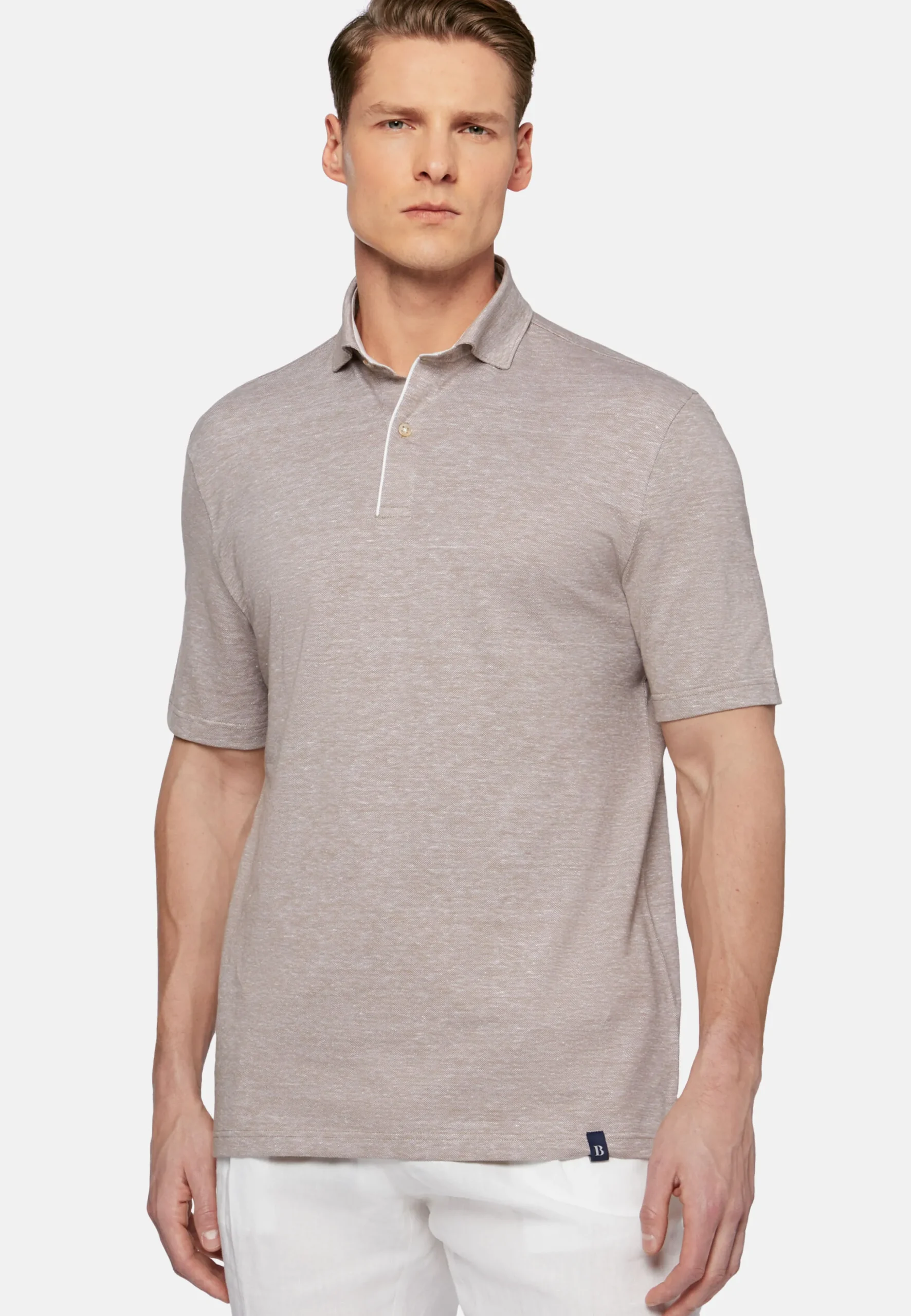 Polo In Piquè Di Cotone Lino