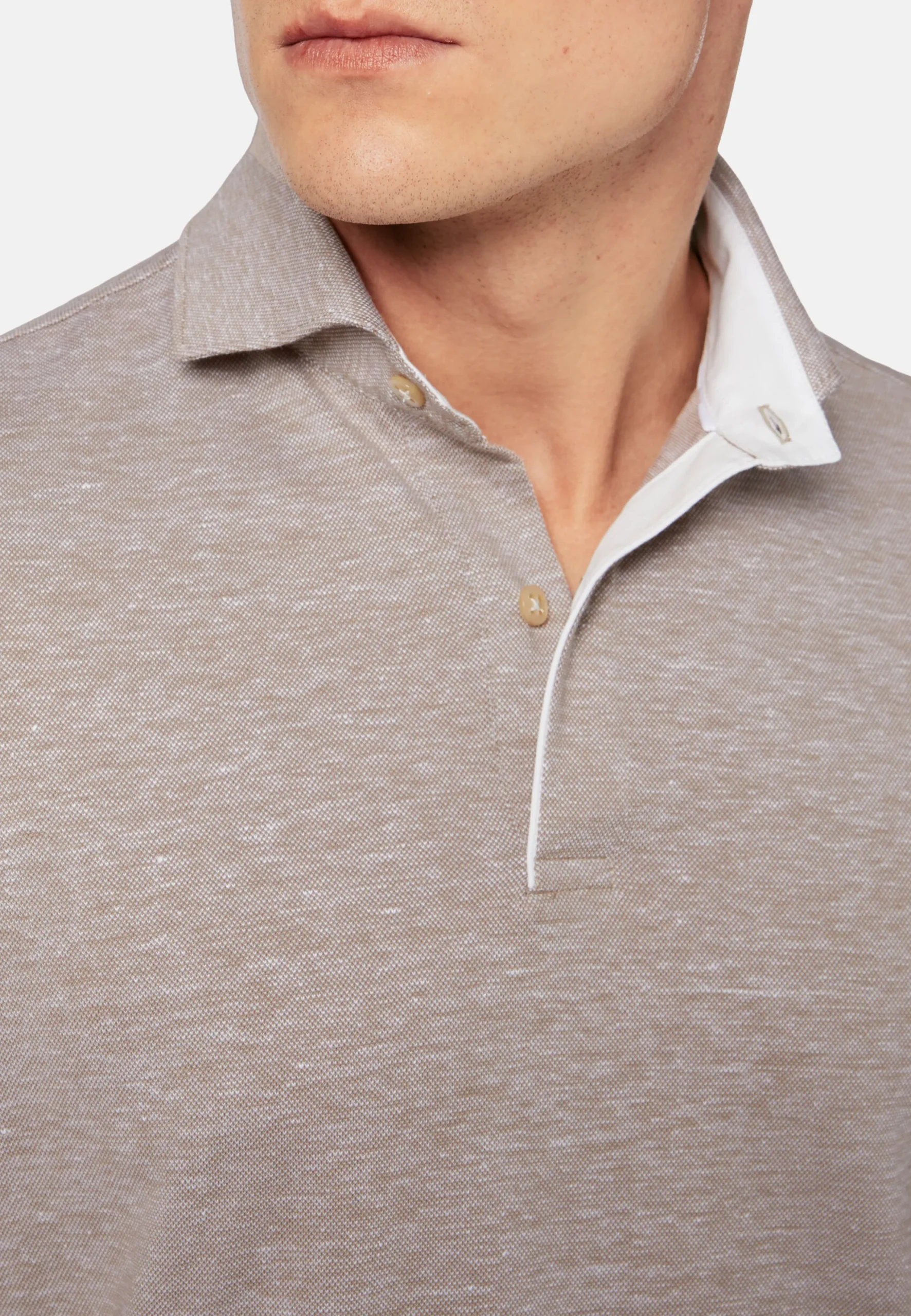 Polo In Piquè Di Cotone Lino