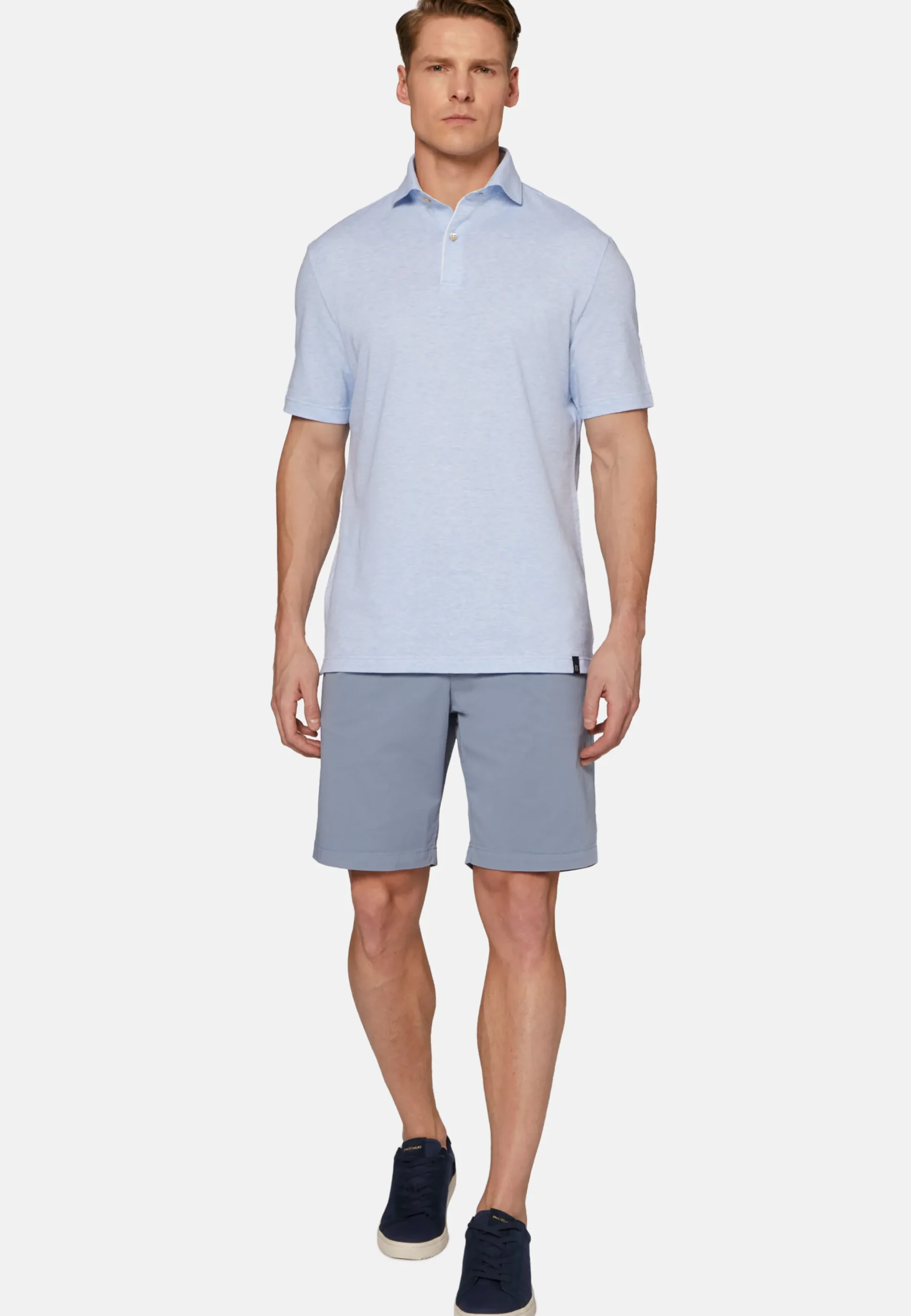 Polo In Piquè Di Cotone Lino