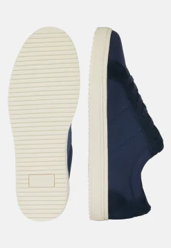 Sneakers In Canvas E Suede Navy Blu