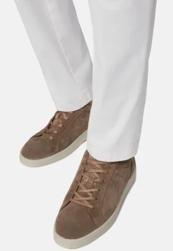 Sneakers In Pelle Scamosciata Taupe