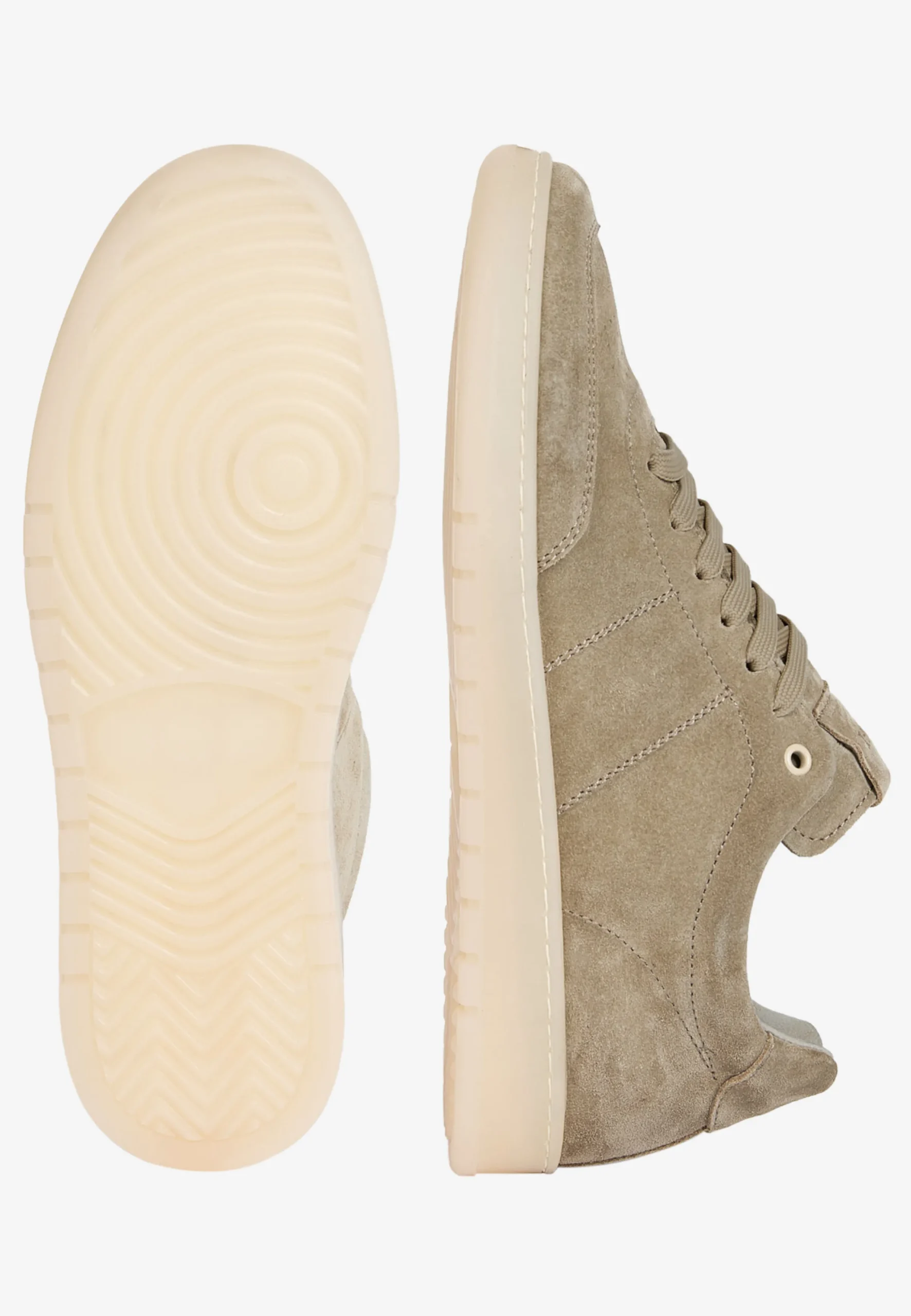 Sneakers In Pelle Scamosciata Taupe