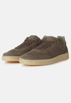 Sneakers In Pelle Scamosciata Taupe