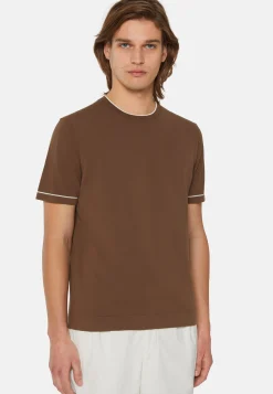 T-shirt Di Maglia Navy In Cotone Crêpe