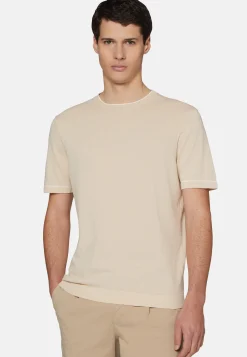T-shirt Di Maglia Navy In Cotone Crêpe