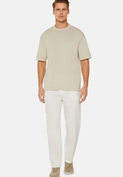 T-Shirt Di Maglia Sabbia In Cotone Pima