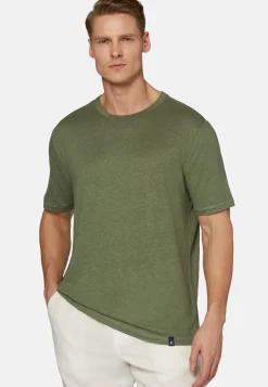 T-Shirt In Jersey Di Lino Stretch Elasticizzato