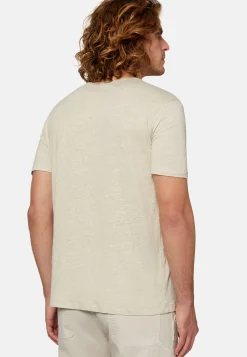 T-Shirt In Jersey Di Lino Stretch Elasticizzato